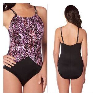 Magicsuit Lisa Drape Purple Snake Charmer Beaded One Piece Swimsuit